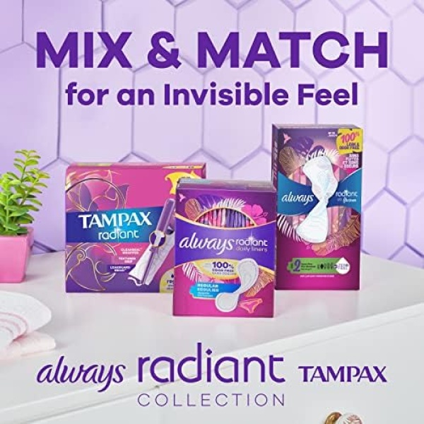 Always Radiant FlexFoam Pads for Women, Size 4, Overnight Absorbency, 100% Leak - Image 8
