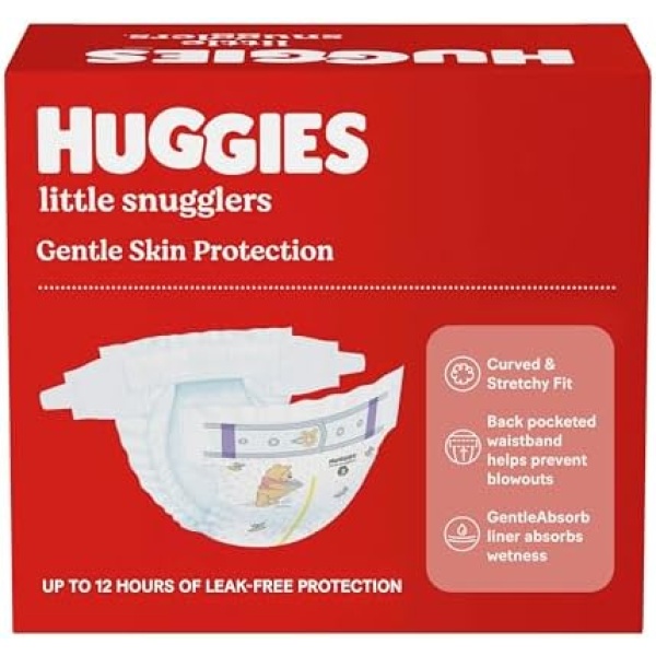 Huggies Size 1 Diapers, Little Snugglers Newborn Diapers, Size 1 (8-14 lbs), 32 - Image 11