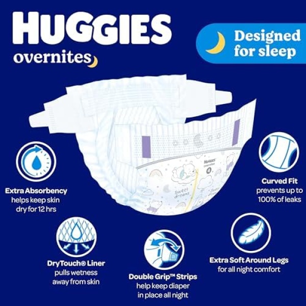 Huggies Size 6 Overnites Baby Diapers: Overnight Diapers, Size 6 (35+ lbs), 84 - Image 7