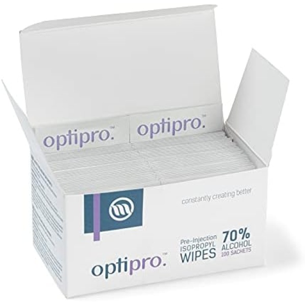 OptiPro Pre-Injection Wipes (x100) - Individually Wrapped Disposable Medical - Image 3