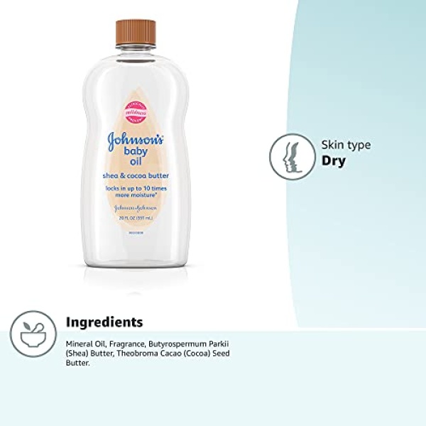 Johnson's Baby Oil, Mineral Oil Enriched with Shea & Cocoa Butter - Image 10