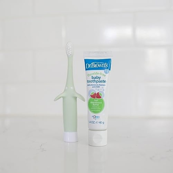 Dr. Brown's Infant-to-Toddler Training Toothbrush Set, Mint Elephant with - Image 20