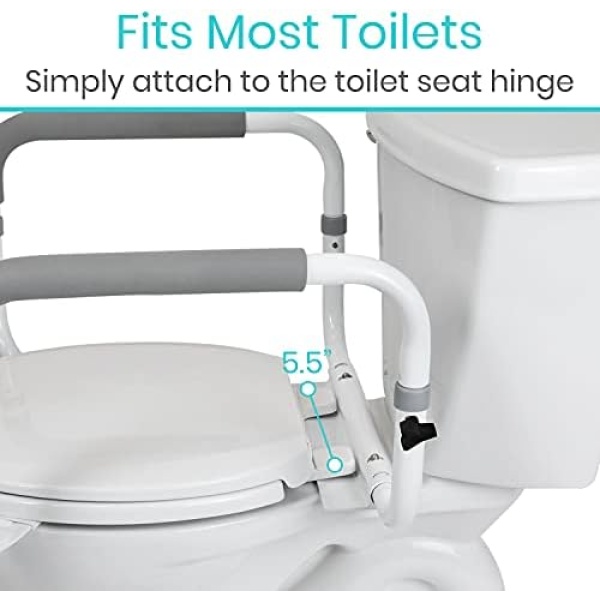 Vive Toilet Safety Rail - Adjustable Grab Bar - Compact Support Frame - Image 4