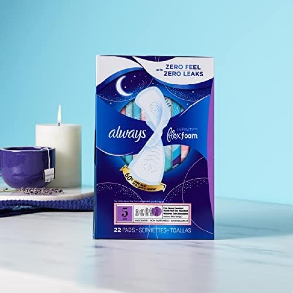 Always Infinity Feminine Pads for Women, Size 5 Extra Heavy Overnight - Image 7