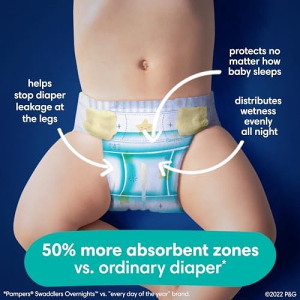 Pampers Swaddlers Overnights Diapers - Size 6, 72 Count, Disposable Baby Diapers - Image 2