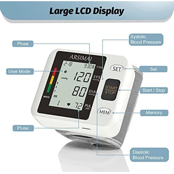 Wrist Accurate Automatic High Blood Pressure Monitors Portable LCD Screen - Image 2