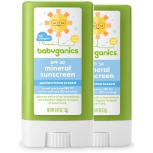 Babyganics SPF 50 Travel Size Baby Sunscreen Stick UVA UVB Protection