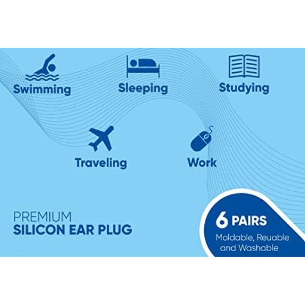 Knoxzy Silicone Ear Plugs for Sleeping Re-Usable Waterproof Noise Cancelling - Image 3