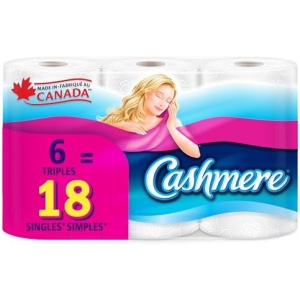 Cashmere Toilet Paper, Hypoallergenic and Septic Safe, 6 Triple Rolls