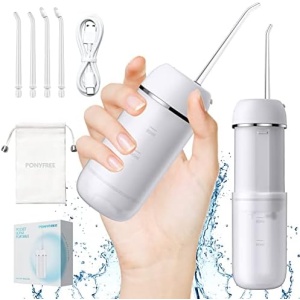 Water Flosser Cordless for Teeth, PONYFREE Mini Portable Oral Irrigator with 9
