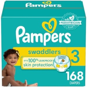Pampers Swaddlers Diapers - Size 3, One Month Supply (168 Count), Ultra Soft