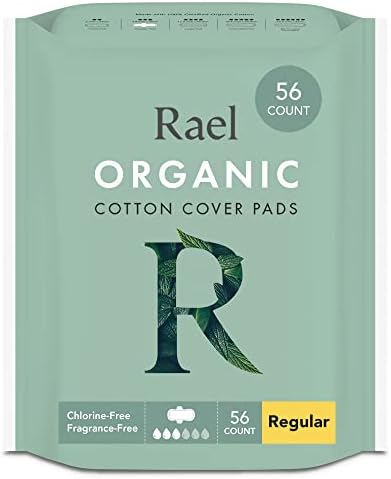Rael Pads For Women, Organic Cotton Cover Pads - Regular Absorbency, Unscented