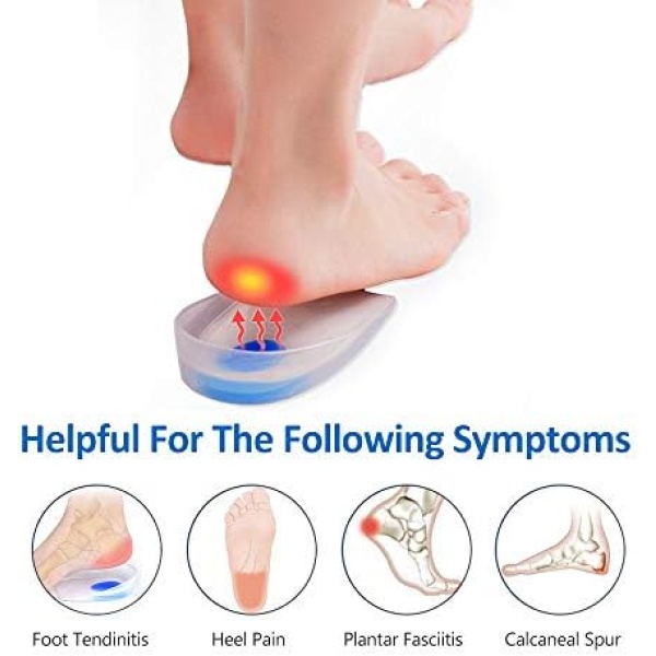 2 Pairs Gel Heel Cups, Silicone Heel Cup Pads for Plantar Fasciitis, Heel Spur & - Image 2