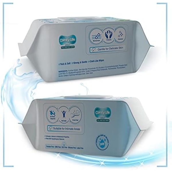 Comfy Life Premium Full Body Cleansing Wet Wipes for Adults - Large Luxury - Image 7
