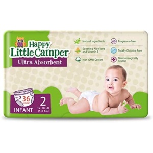 Happy Little Camper Ultra-Absorbent Natural Baby Diapers Size 2 - Hypoallergenic