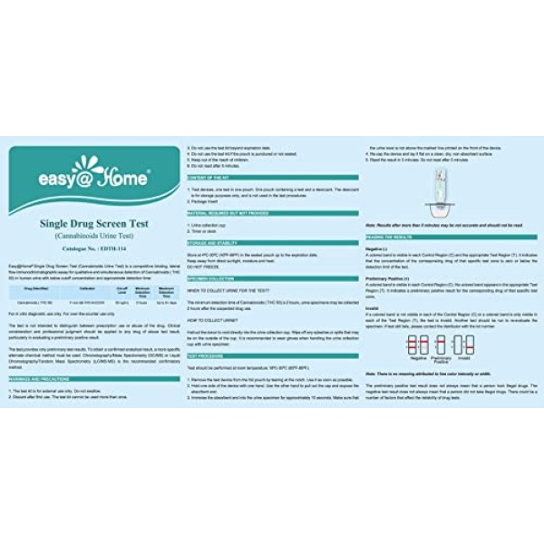 15 Pack Easy@Home Marijuana (THC) Single Panel Drug Tests Kit - Image 6