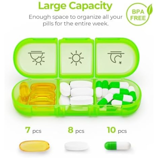 AUVON Weekly Pill Organizer 3 Times a Day, Large 7 Day Pill Box 3 Times a Day - Image 3
