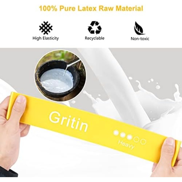 Gritin Resistance Bands, [Set of 5] Skin-Friendly Resistance Fitness Exercise - Image 3