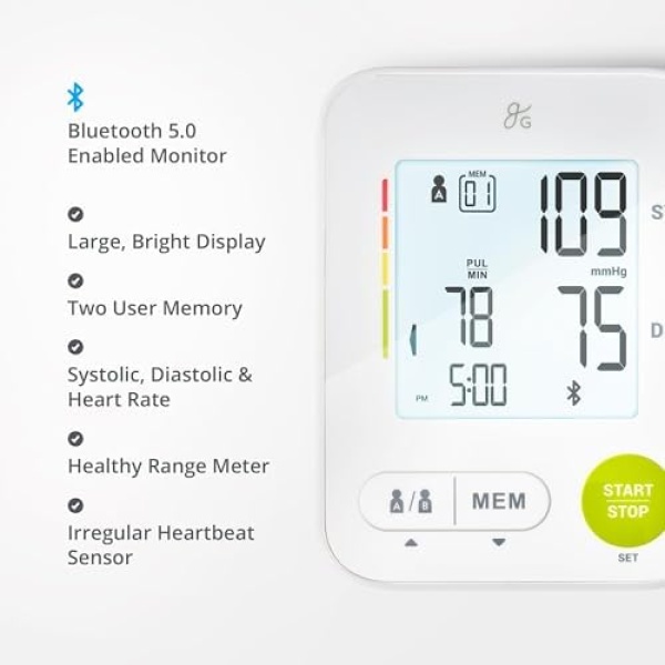 Greater Goods Bluetooth Blood Pressure Monitor for Home Use, Upper Arm BP - Image 3