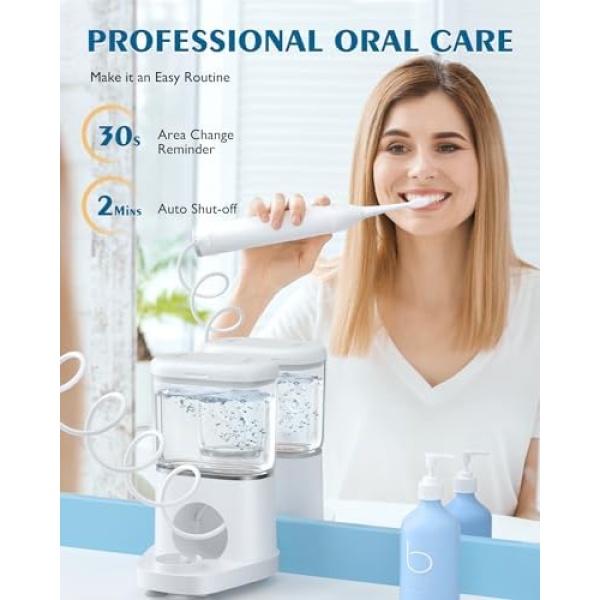 AGPTEK Electric Toothbrush and Water Flosser, 5 Modes Cordless Teeth Cleaner & - Image 4