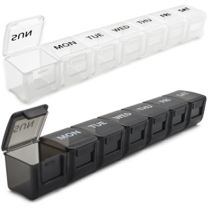 2 Pack Weekly Pill Organizer, Large 7 Day Pill Case, Daily Vitamin Case Medicine