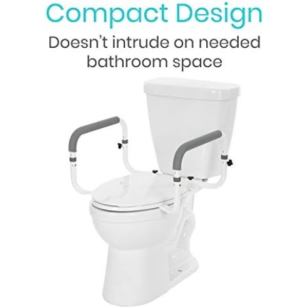 Vive Toilet Safety Rail - Adjustable Grab Bar - Compact Support Frame - Image 9