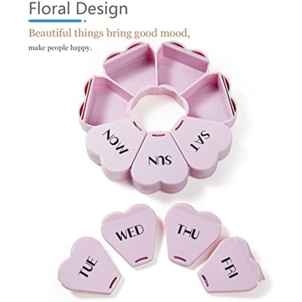 Cute Weekly Pill Box 7 Day, Heart Shaped Pill Case Organizer 1 time a Day - Image 5