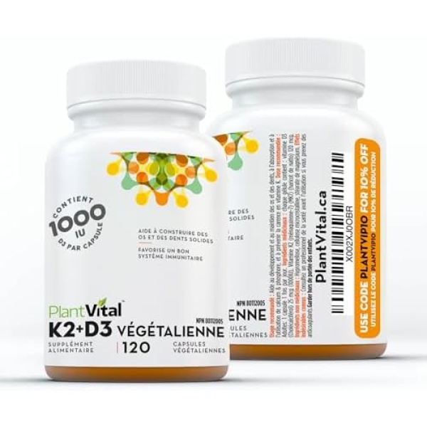 PlantVital High-Potency Vegan Vitamin D3 + K2 - (25 mcg + 120 mcg) - Image 7