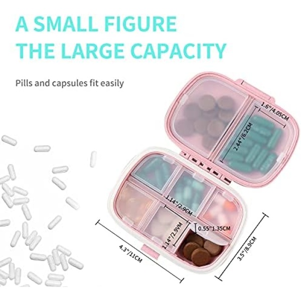 4 Pack Pill Organizer, Daily Pill Case with Label, 8 Compartment Travel Pill Box - Image 3
