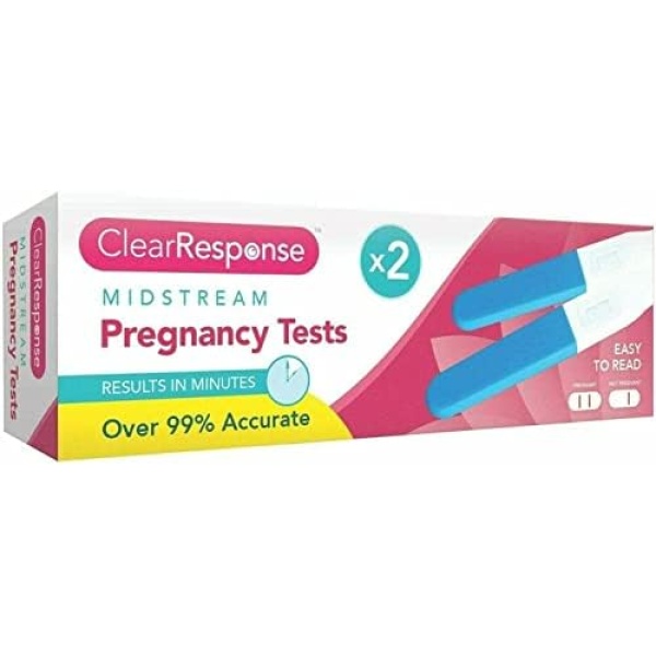 Clear Response midstream Pregnancy Test 2 Pack, 99% Accurate, Fater Than