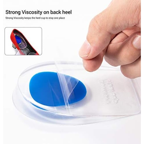 2 Pairs Gel Heel Cups, Silicone Heel Cup Pads for Plantar Fasciitis, Heel Spur & - Image 6