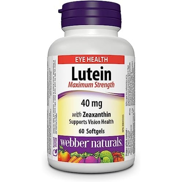 Webber Naturals Lutein 40 mg with Zeaxanthin, Maximum Strength, 60 Softgels