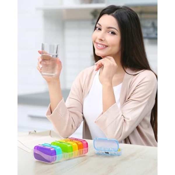 ZIKEE 7 Packs Extra Large Pill Organizer, Portable Pill Box 7 Day for Pocket - Image 6