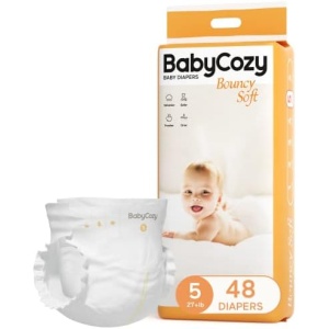 Baby Diapers Size 5 (27+lb),48 Count Babycozy Dry Disposable Diapers Bouncy Soft