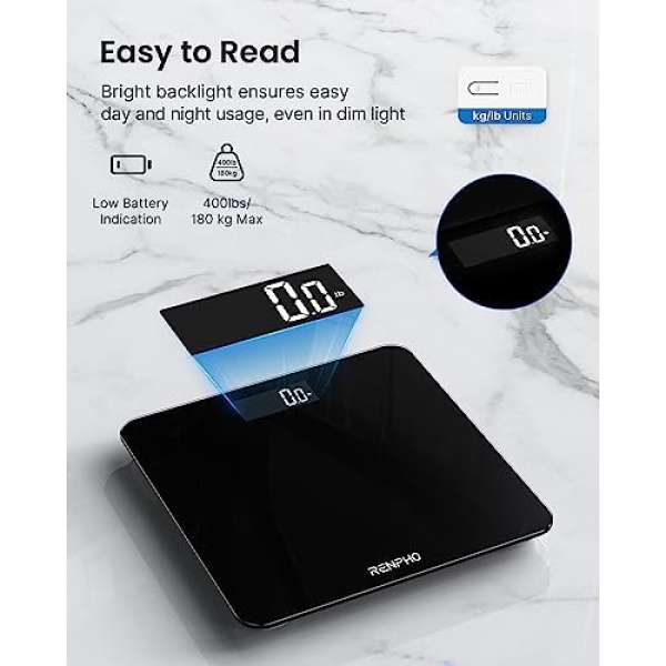 RENPHO Digital Bathroom Scales for Body Weight, Weighing Scale Electronic Bath - Image 3