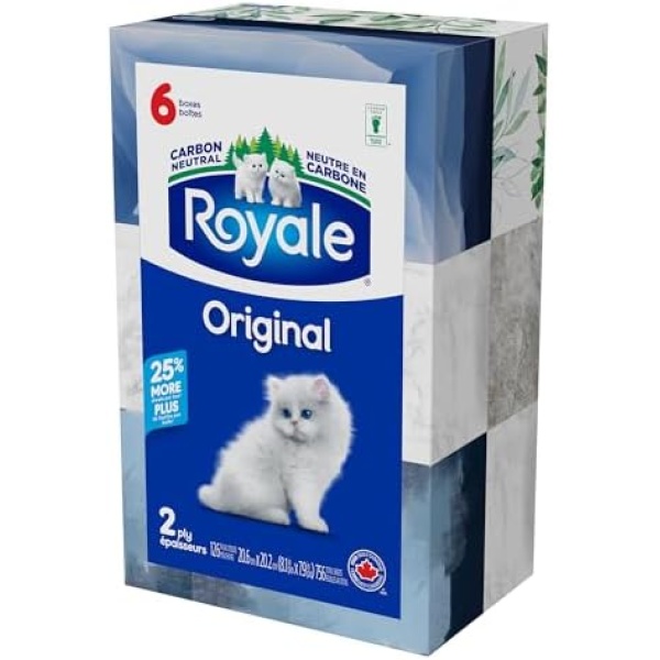 Royale Original 2 Ply Facial Tissue, Soft & Strong, 6 Tissue Boxes, 126 Tissues - Image 6