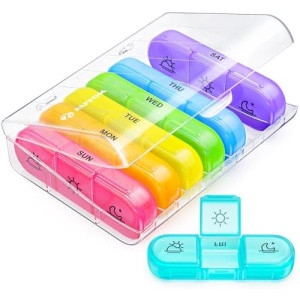 AUVON Weekly Pill Organizer 3 Times a Day, Large 7 Day Pill Box 3 Times a Day