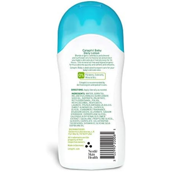 Cetaphil Baby Daily Lotion with Organic Calendula, Hypoallergenic, Sweet Almond - Image 2