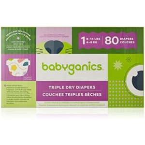 Babyganics Diapers, Size 1, 80 ct, Ultra Absorbent Diapers