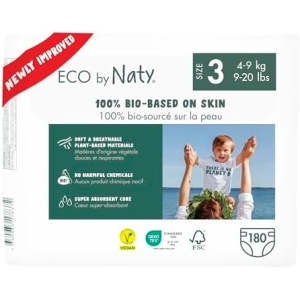 Eco by Naty Eco-Friendly Baby Diapers - 100% Plant-Based Materials on Skin, Soft