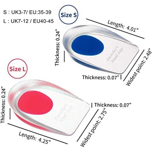 2 Pairs Gel Heel Cups, Silicone Heel Cup Pads for Plantar Fasciitis, Heel Spur & - Image 5