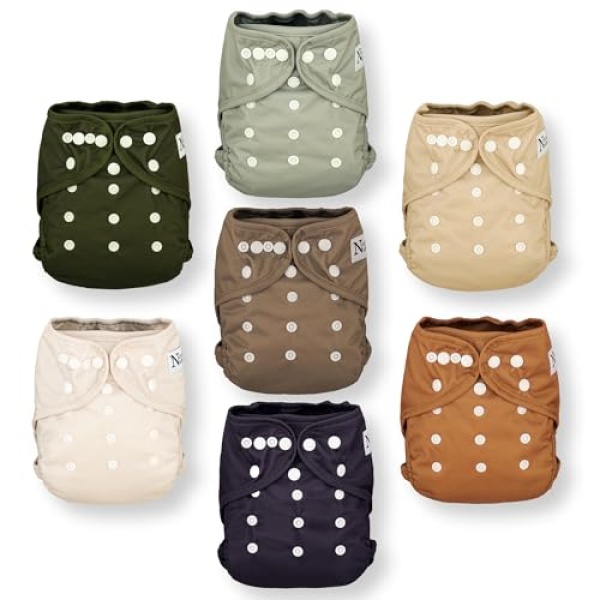 Nora's Nursery Cloth Diapers 7 Pack with 7 Inserts & 1 Wet Bag - Waterproof - Image 2