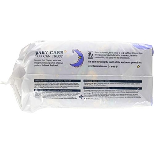 Seventh Generation Baby Overnight Diapers, Free & Clear, Stage 4, 22-32lbs, 24 - Image 5
