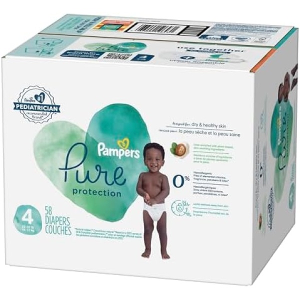 Pampers Pure Protection Diapers - Size 4, 58 Count, Hypoallergenic Premium - Image 13
