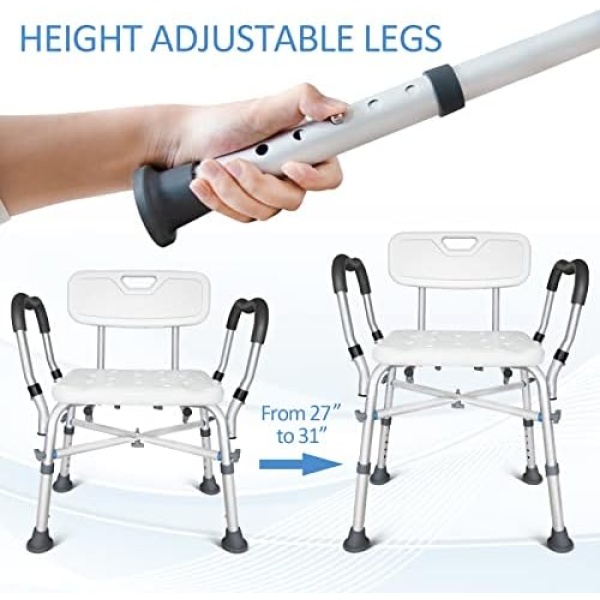 Bath Chair with Arms, Medical Shower Seat, Bariatric Bath Stool Safety Shower - Image 6