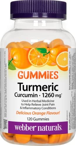 Webber Naturals Turmeric Curcumin Gummy, 1,260 mg of Raw Herb, 120 Gummies