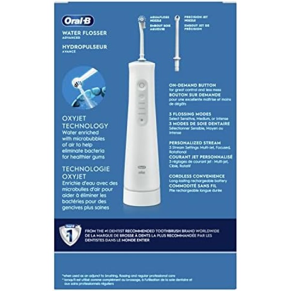 Oral B Water Flosser Advanced, Portable Oral Irrigator Handle with 2 Nozzles, - Image 2