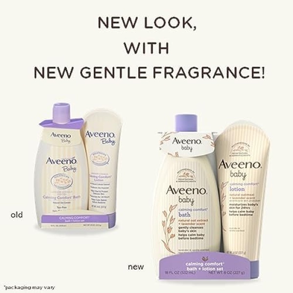 Aveeno Baby Calming Comfort Bath & Lotion Set, Nighttime Baby Skin Care Products - Image 2