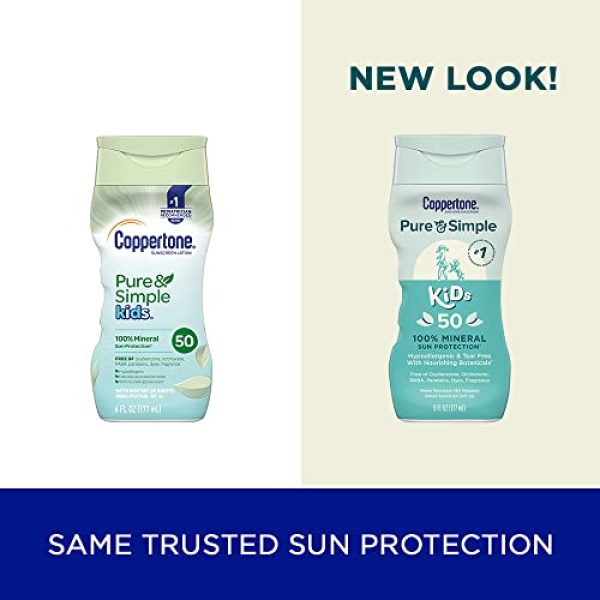 Coppertone Pure and Simple Kids Sunscreen Lotion, Zinc Oxide Mineral Sunscreen - Image 2