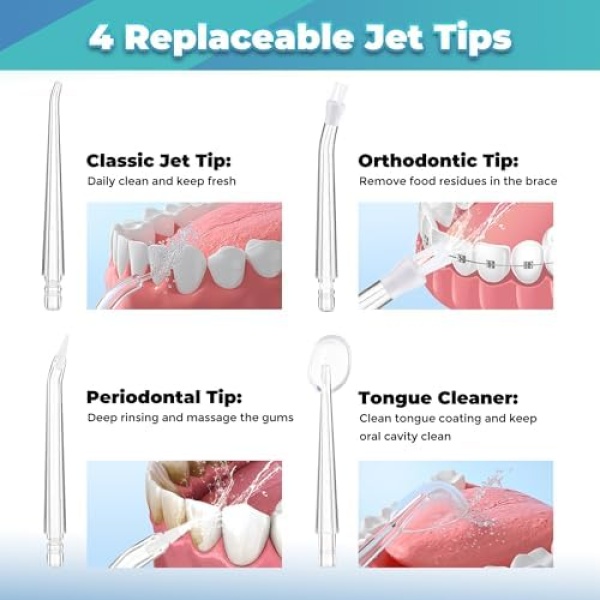 Cordless Water Flosser, Dental Oral Irrigator, Waterproof Water Flosser Teeth - Image 4